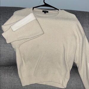 Cream Sweater with Vegan Leather Accents